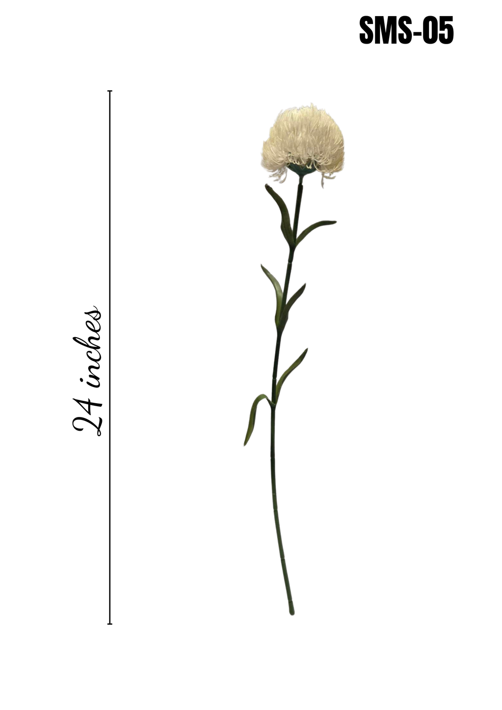 SMS-05 faux white thistle pincushion stem 24 inches
