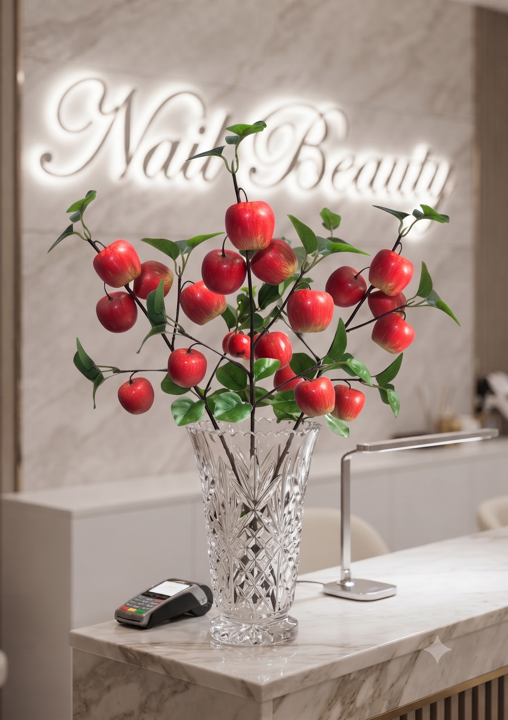 Premium 28" Artificial Orange Apple Branch – Lifelike Faux Fruit Stem for Home Decor