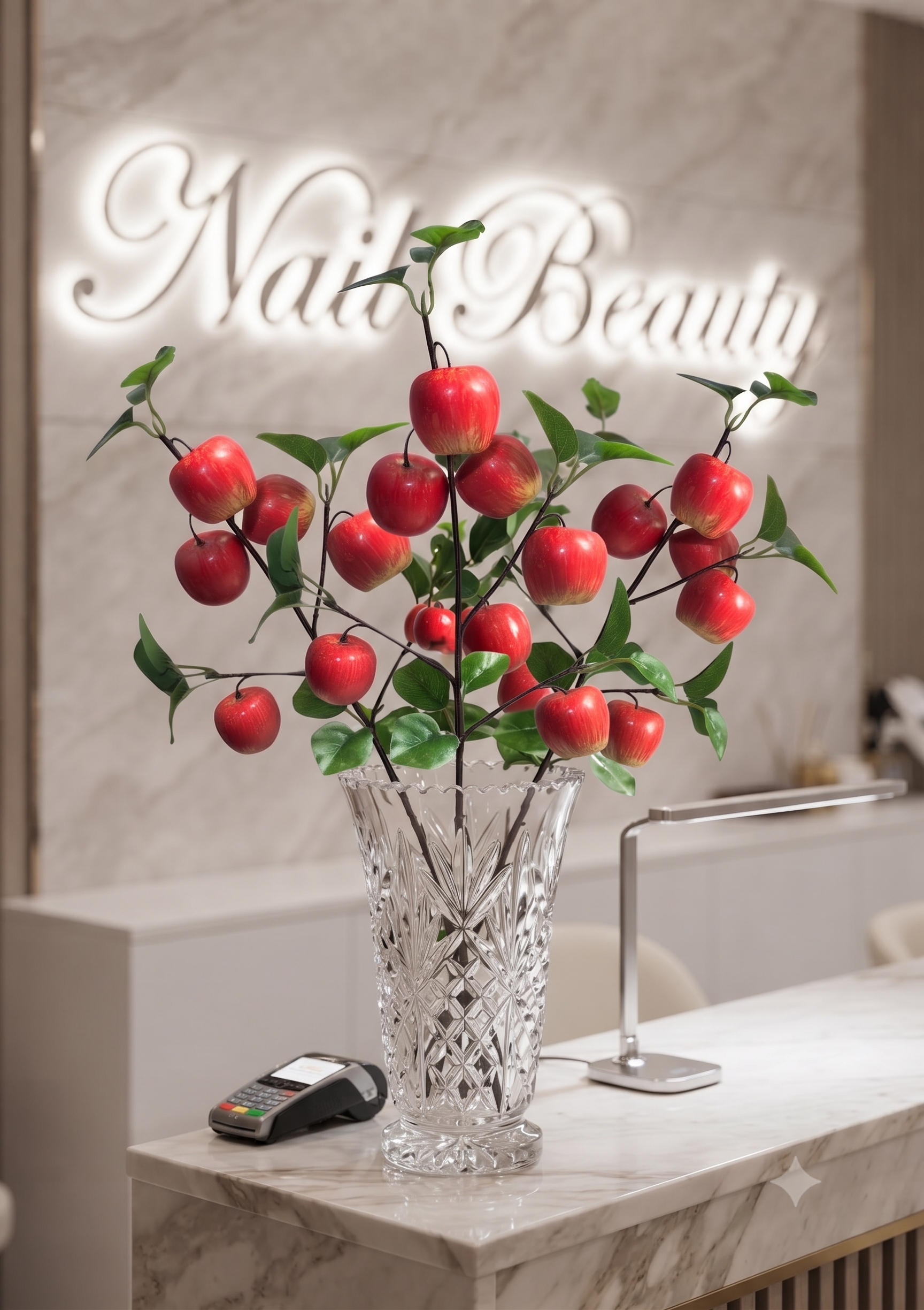 Premium 28" Artificial Orange Apple Branch – Lifelike Faux Fruit Stem for Home Decor
