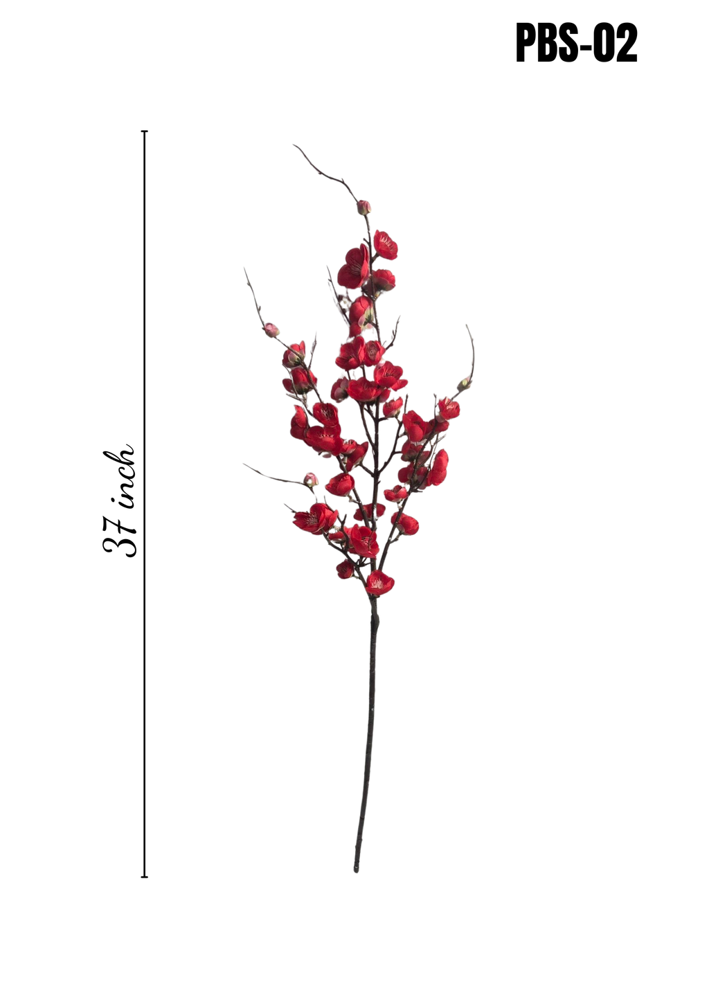 PBS-02 faux red plum blossom branch 37 inches
