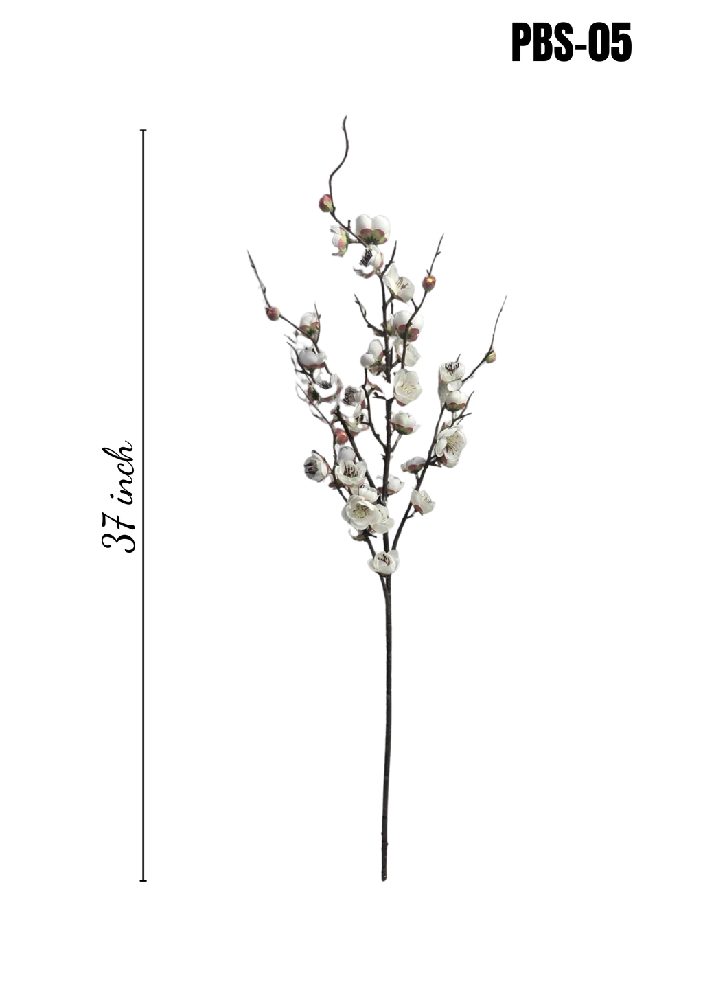 PBS-05 faux white plum blossom branch 37 inches