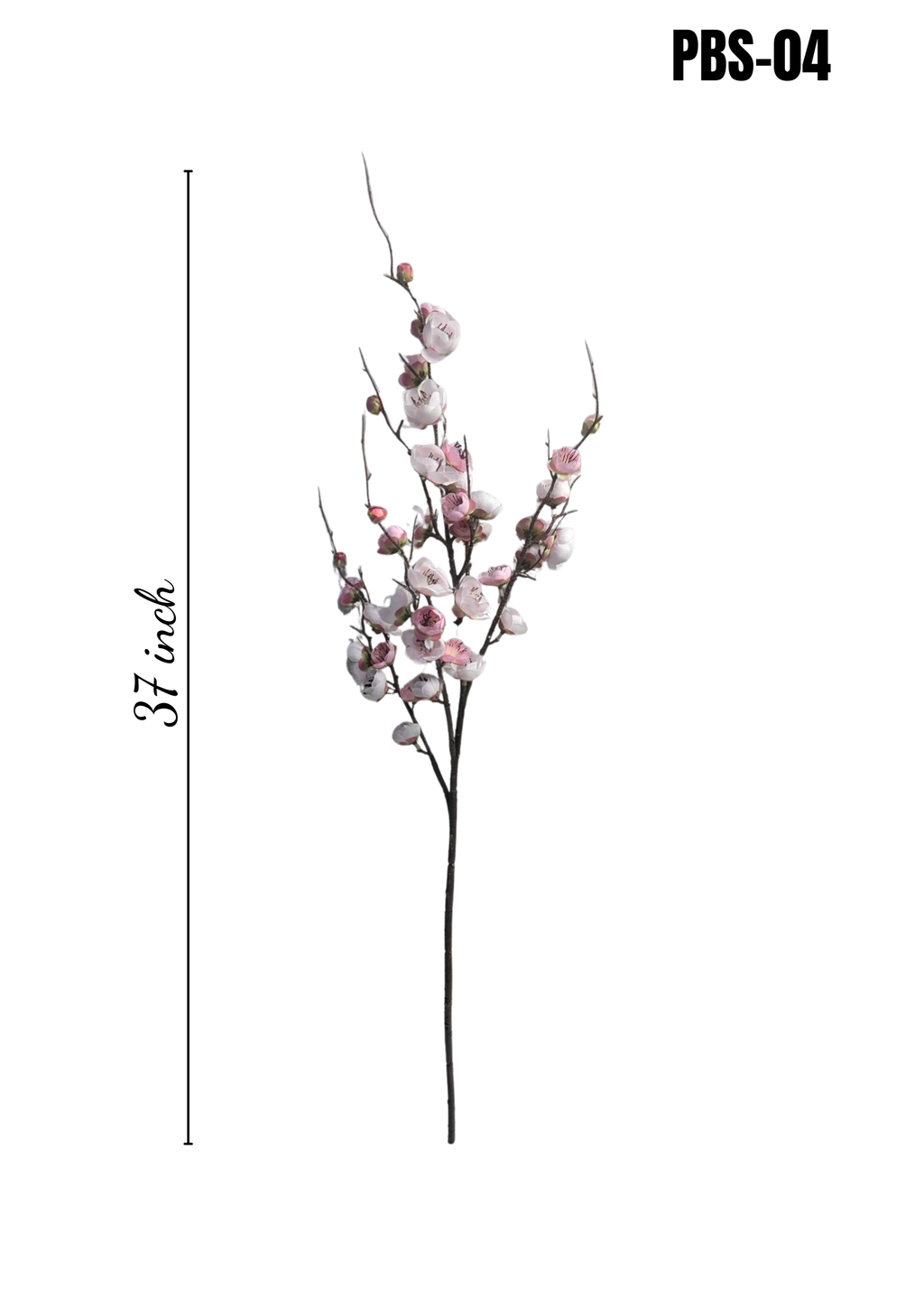 PBS-04 faux white pink plum blossom branch 37 inches