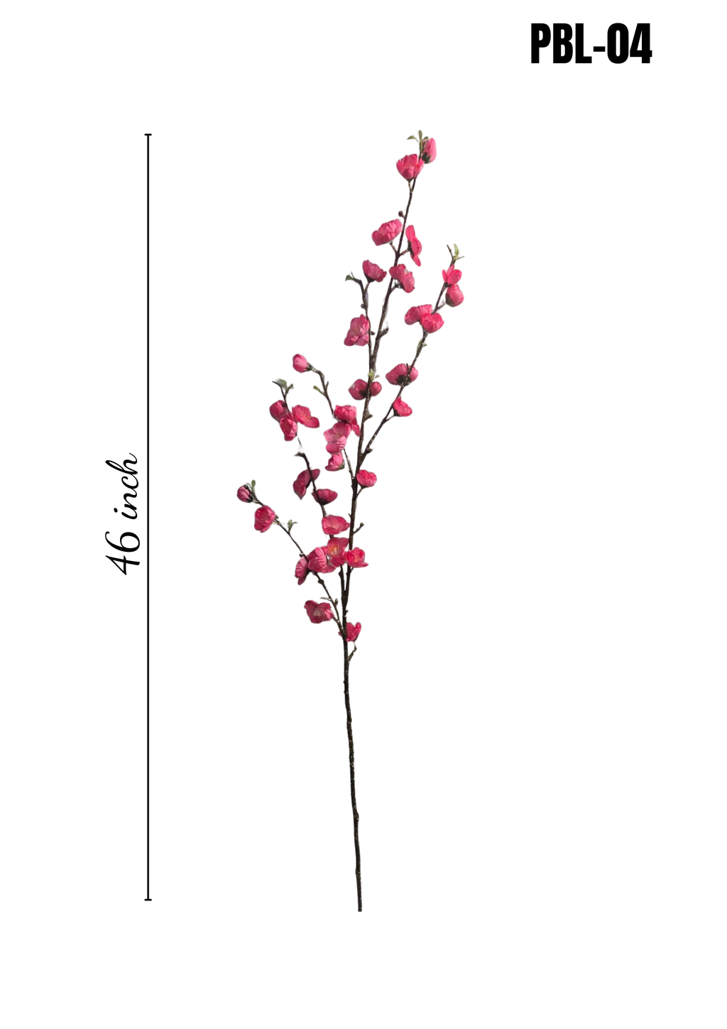 PBL-04 faux hot pink peach blossom branch 46 inches