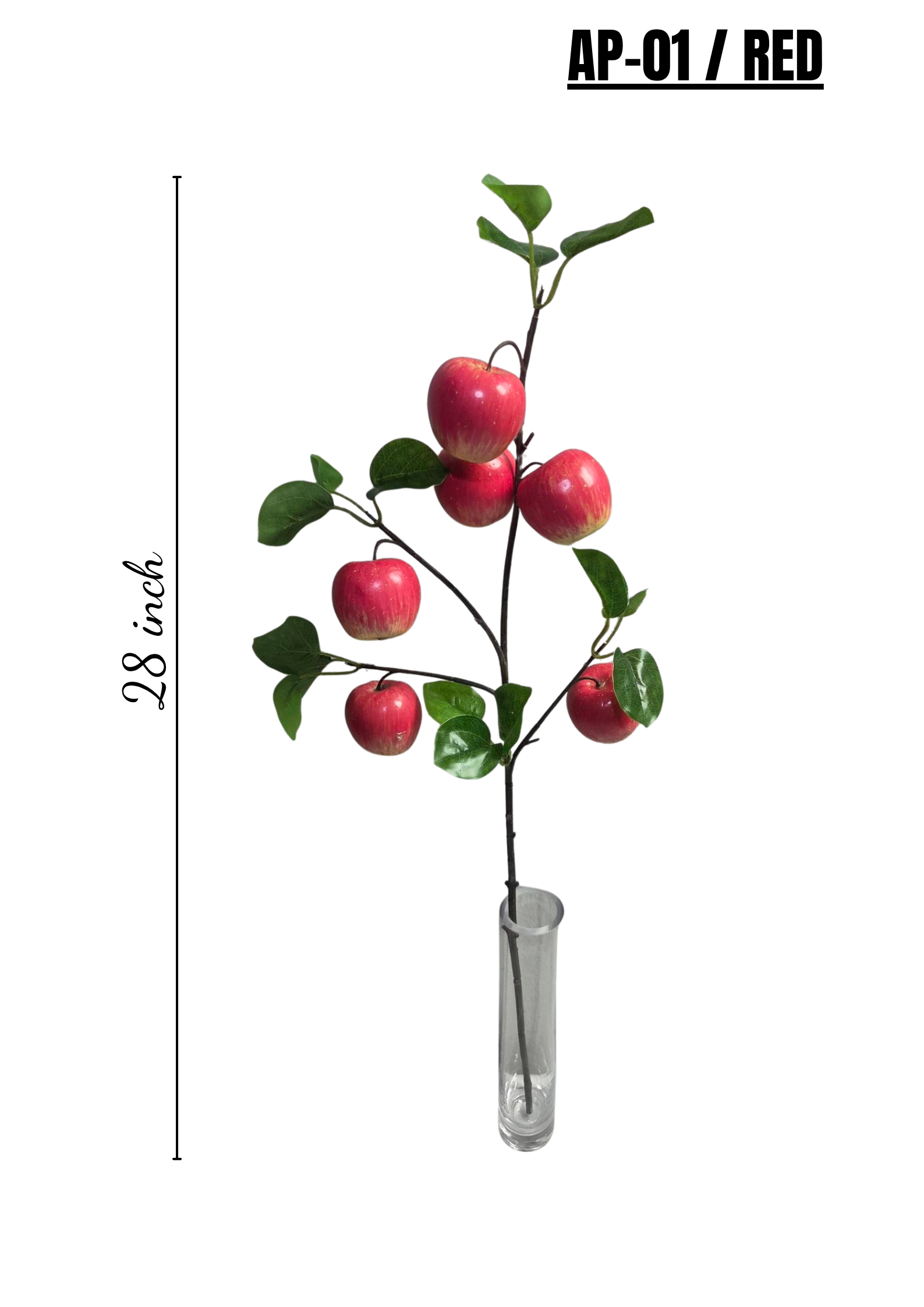 Premium 28" Artificial Red Apple Branch – Lifelike Faux Fruit Stem for Home Decor