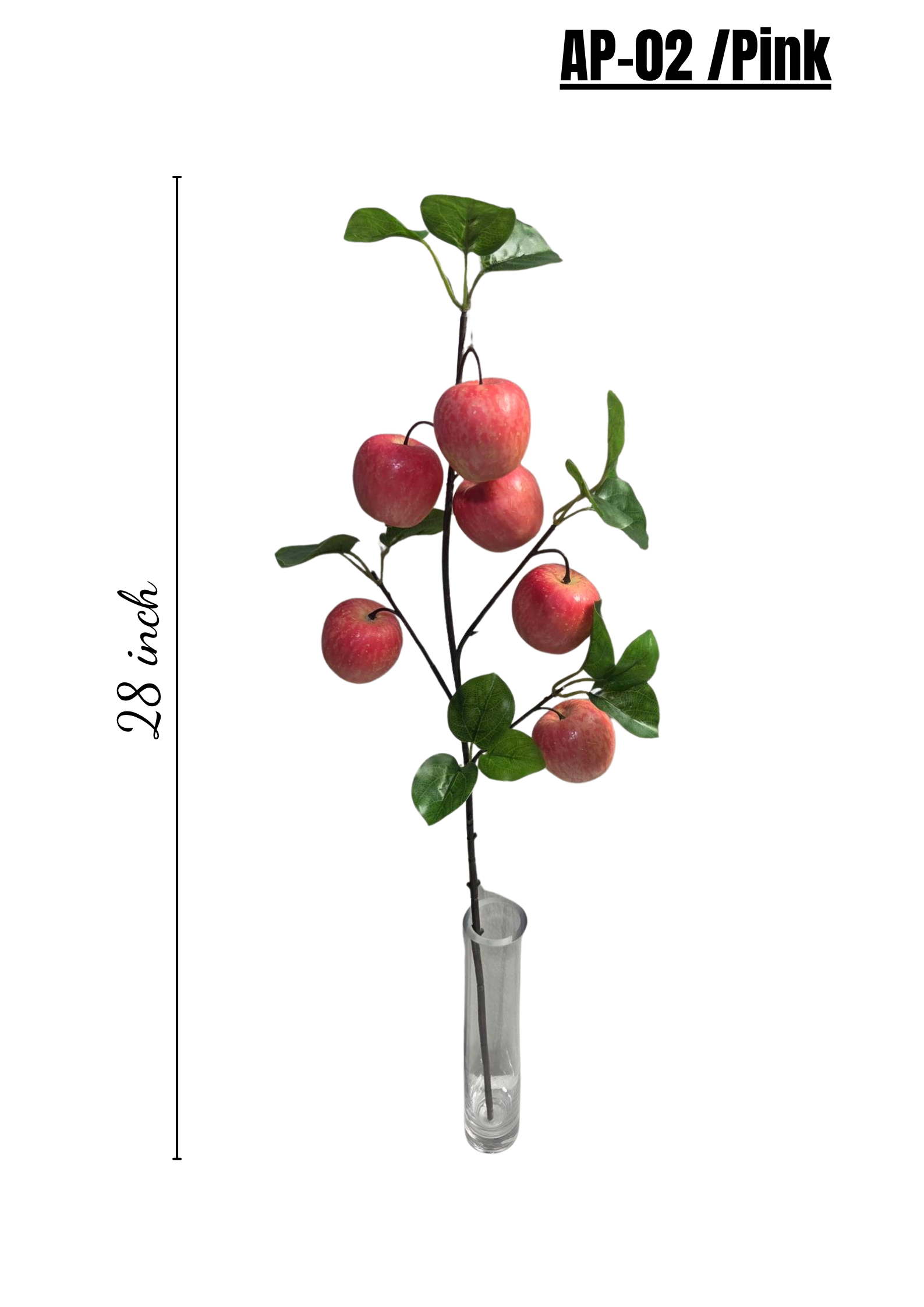 Premium 28" Artificial Pink Apple Branch – Lifelike Faux Fruit Stem for Home Decor