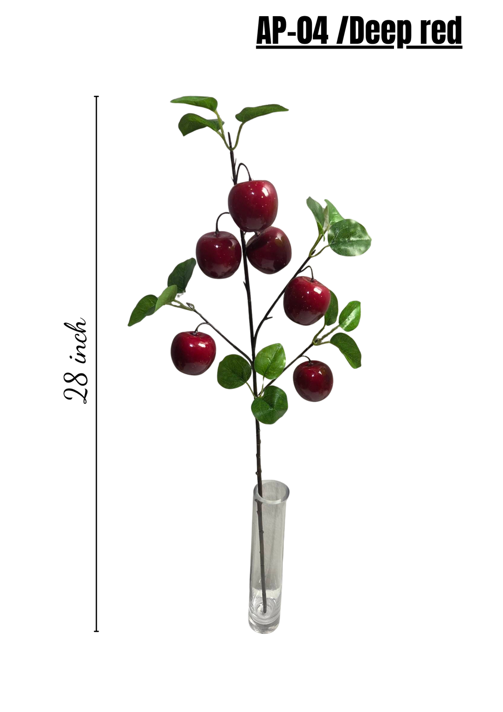 Premium 28" Artificial Deep Red Apple Branch