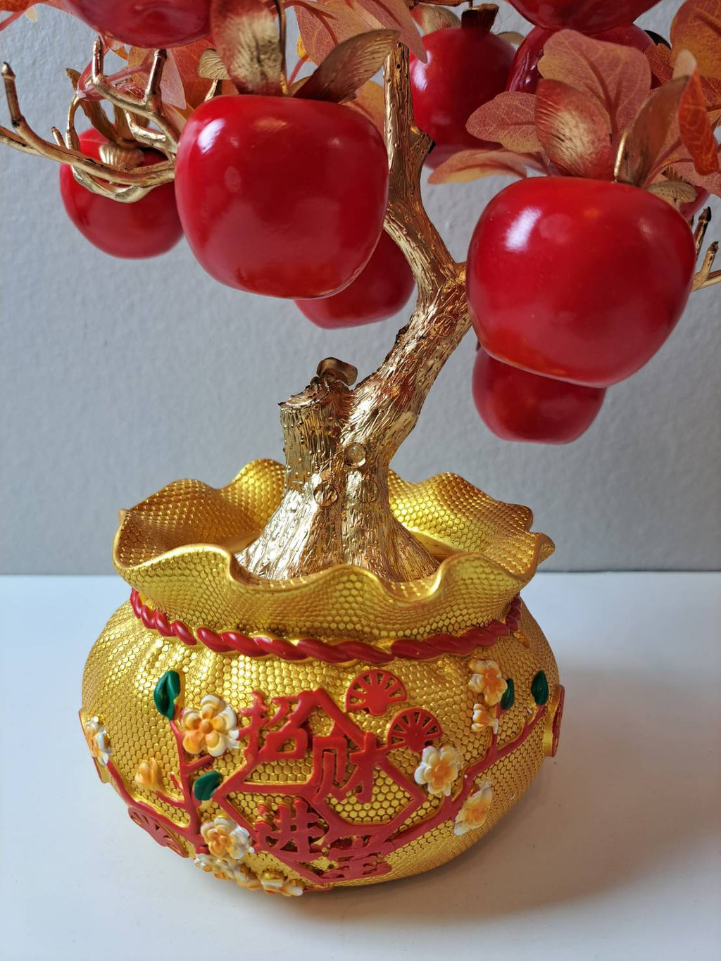 Close-up of textured golden trunk detail on Artificial Apple Tree N20