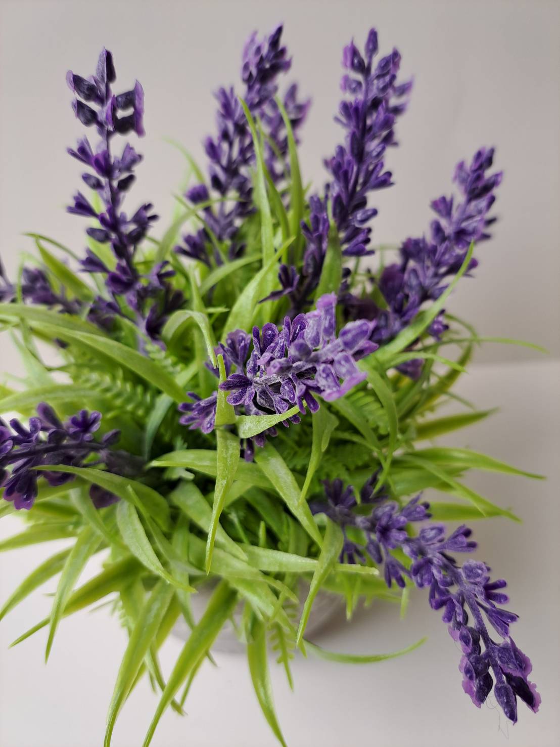 Faux lavender full arrangement close-up purple spikes
