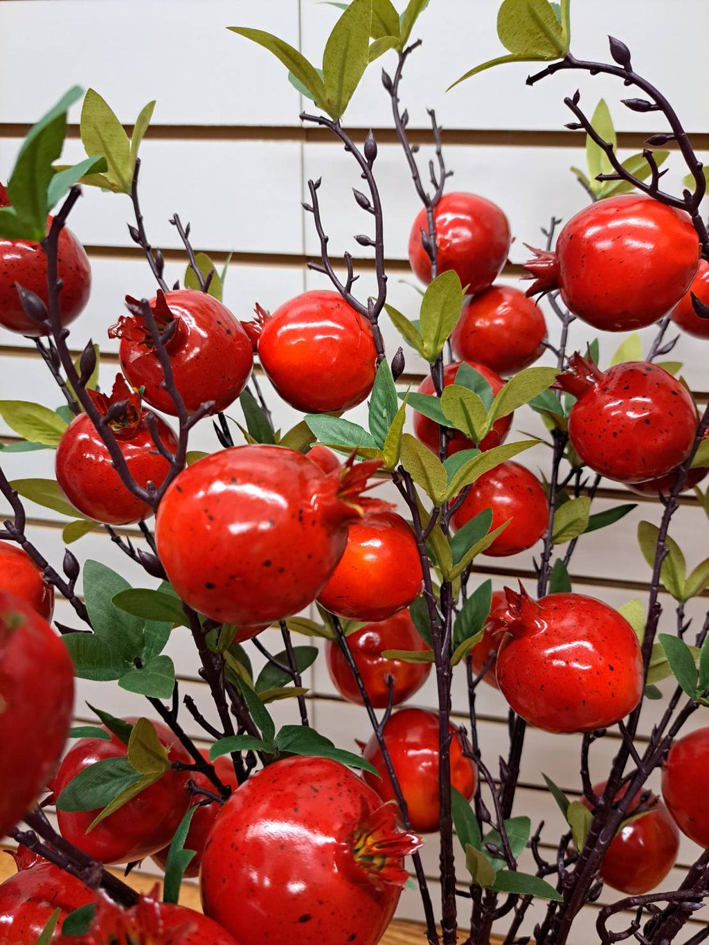Faux Pomegranate Branch – Lifelike Red Fruit Stem
