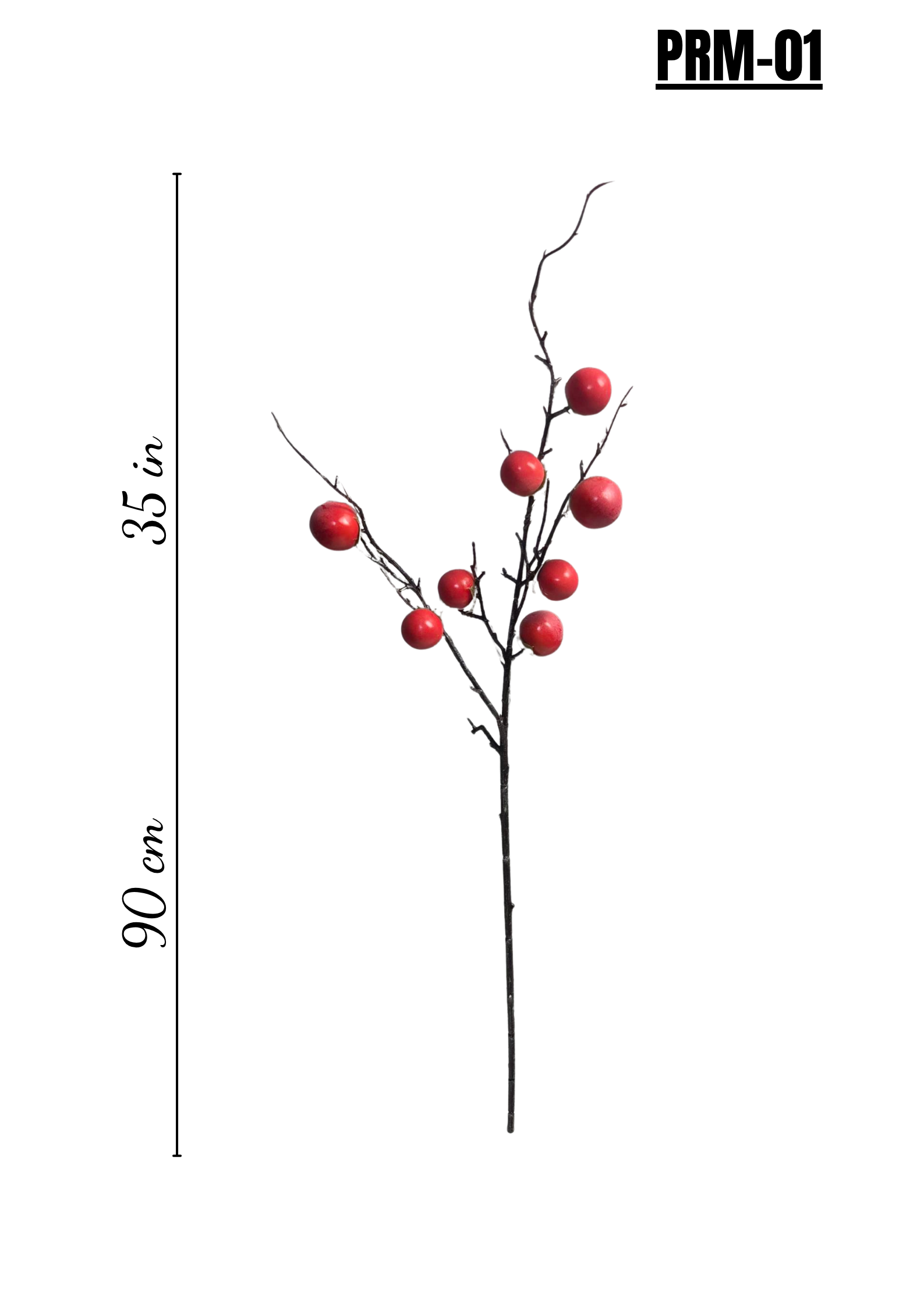 Premium Faux Red Berry Branch – Lifelike 35" Bare-Twig Berry Stem for Holiday & Home Decor