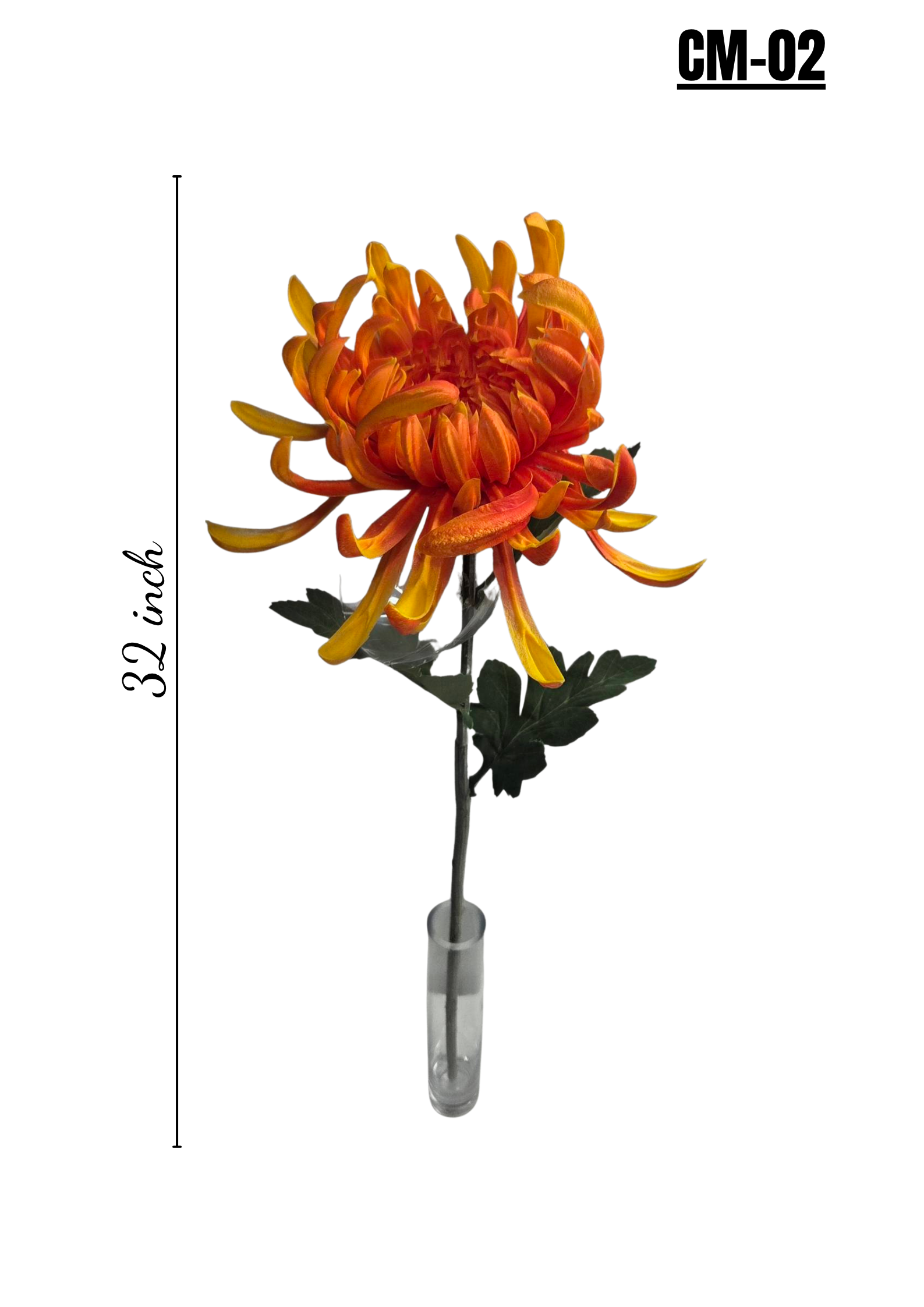 Lifelike 32" Orange Chrysanthemum Stem - Premium Artificial Flower for Elegant Home Decor