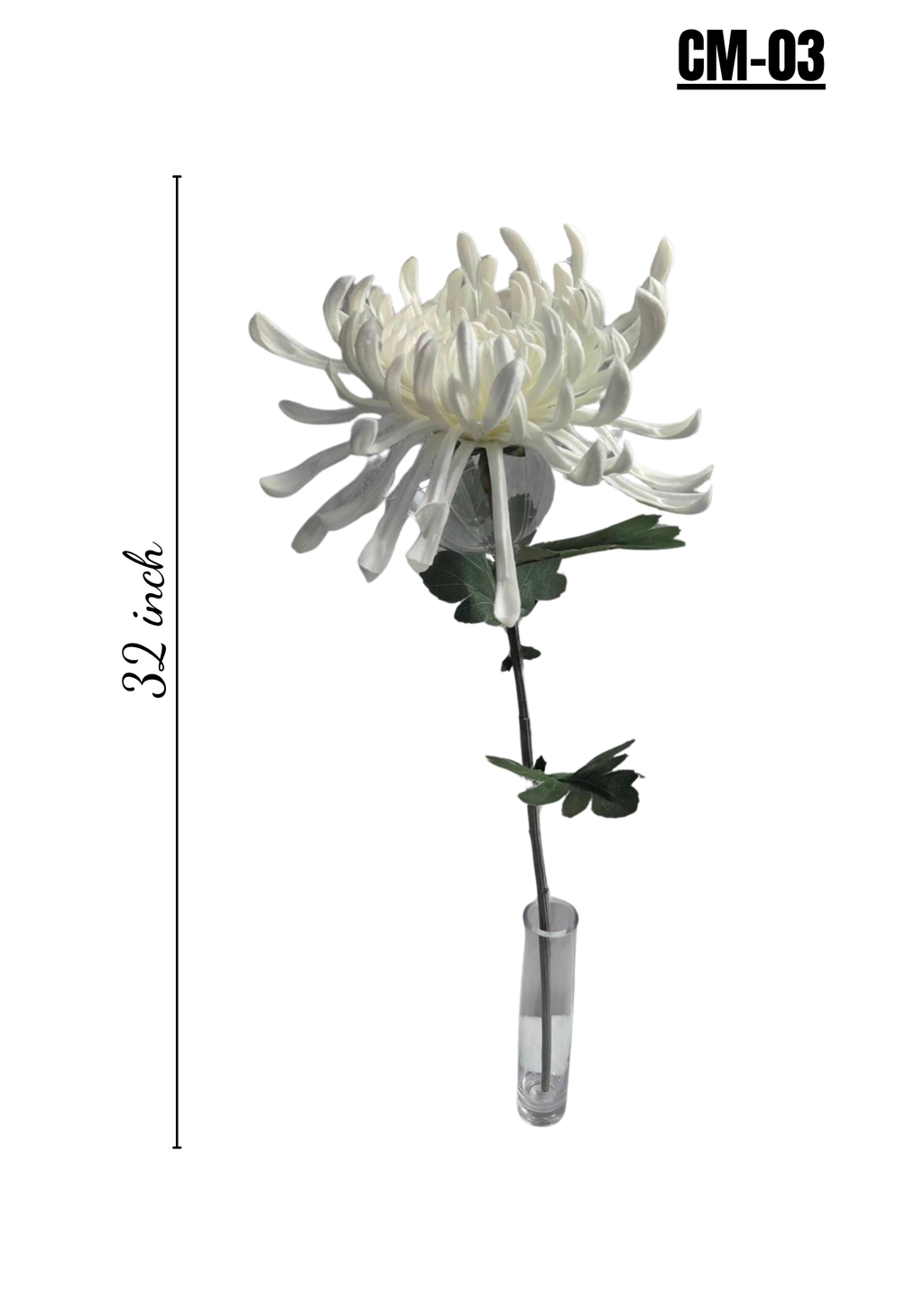 Lifelike 32" White Chrysanthemum Stem - Premium Artificial Flower for Elegant Home Decor