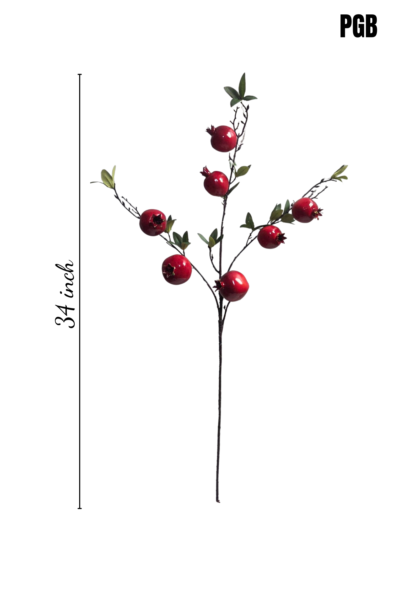 Faux Pomegranate Branch – Lifelike Red Fruit Stem