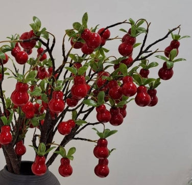 Faux Calabash Gourd Branch – Lifelike Red Stem