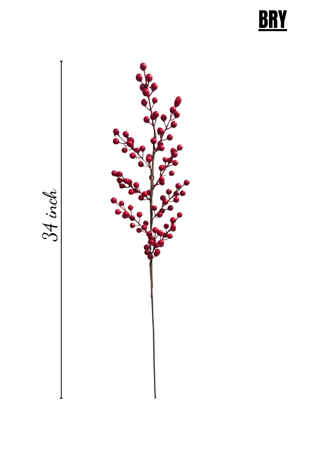Faux Red Winterberry Stem – Lifelike 34" Holiday Berry Branch for Christmas Decor