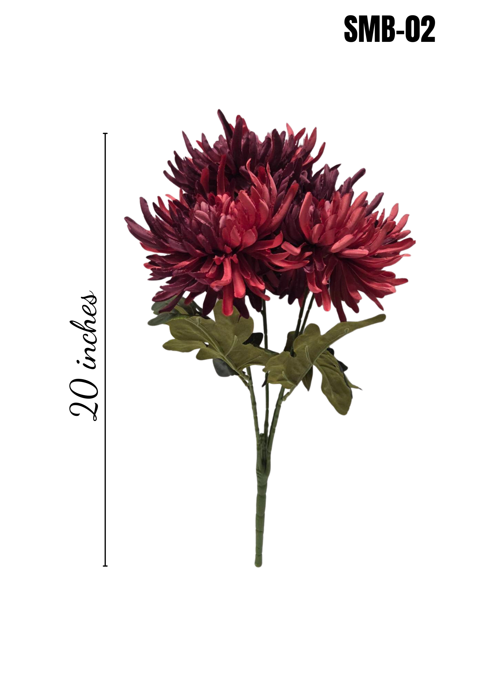 Lifelike 20 inch Burgundy Spider Chrysanthemum Bundle - SMB-02