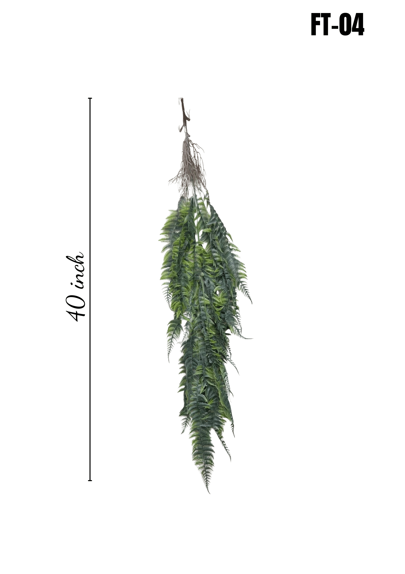 Artificial Hanging Fern 40 inch FT-04 - full length view