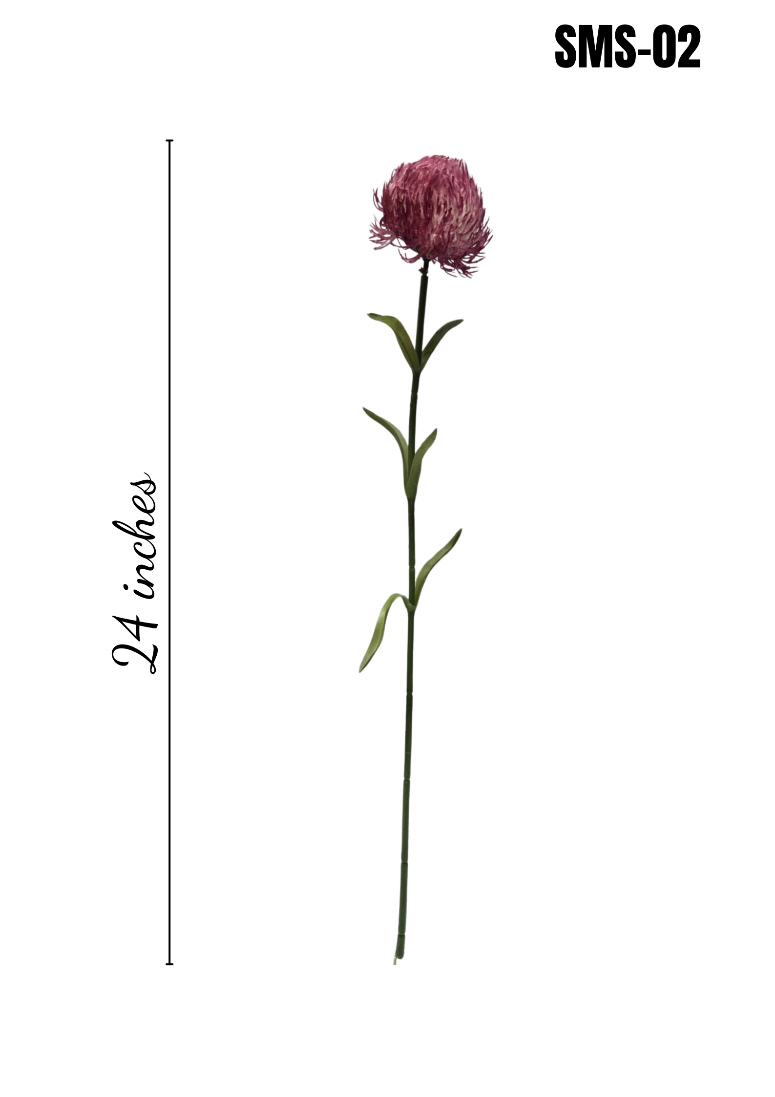 Faux Pink Thistle Pincushion Stem – Lifelike 24" Artificial Flower