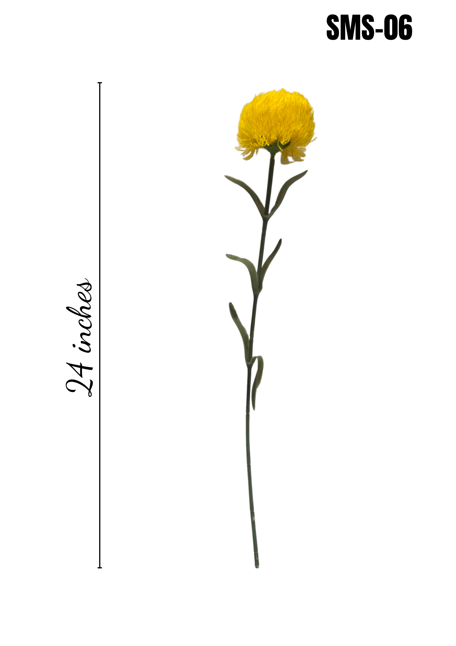 SMS-06 faux yellow thistle pincushion stem 24 inches