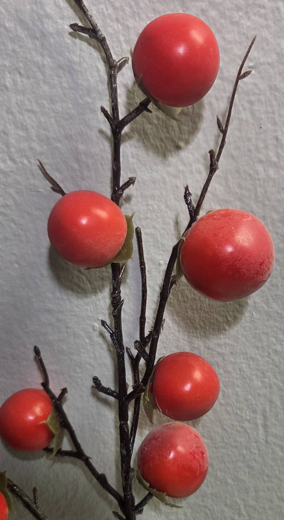 Premium Faux Red Berry Branch – Lifelike 35" Bare-Twig Berry Stem for Holiday & Home Decor