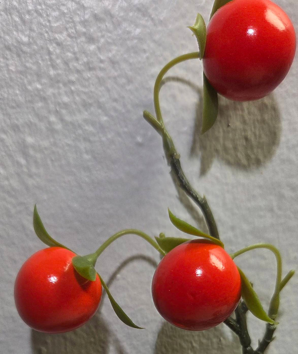 Faux Cranberry Branch – Lifelike 32" Orange-Red Berry Stem for Fall & Holiday Decor