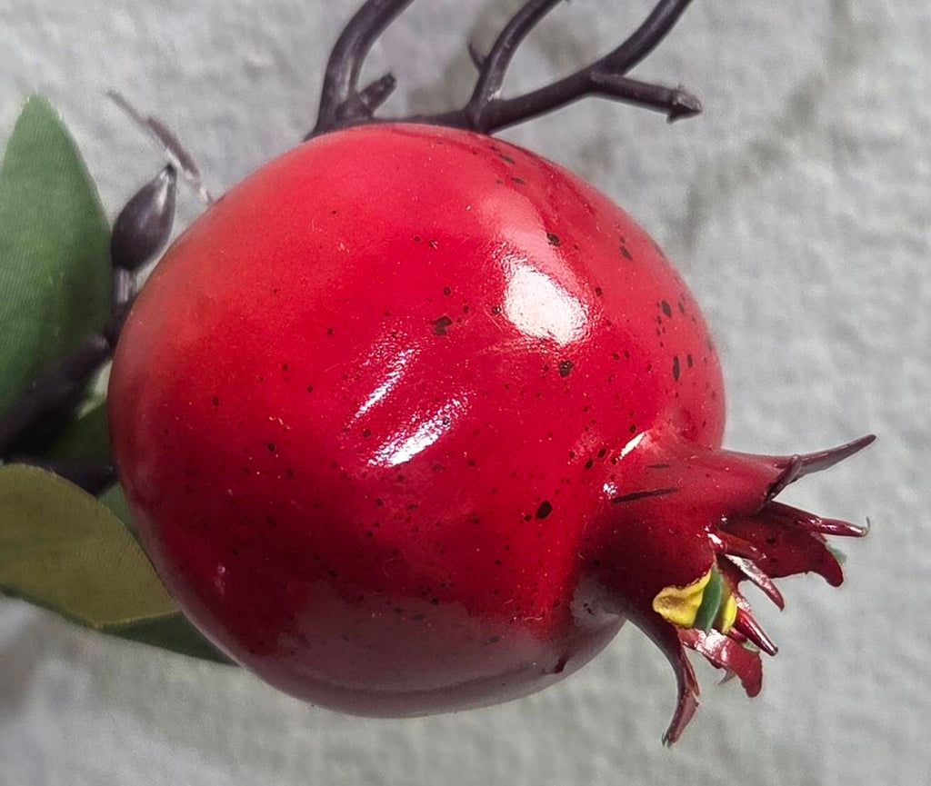 Faux Pomegranate Branch – Lifelike Red Fruit Stem