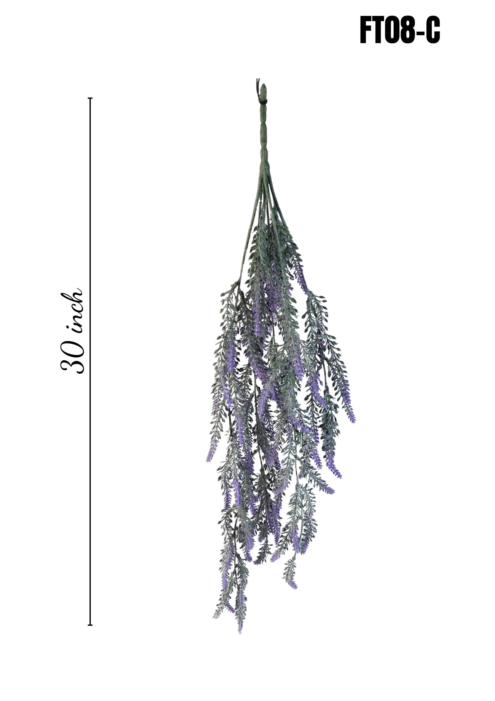 Faux Lavender Gray Trailing Greenery Bunch FT08-C - 30 inch full hanging view white background