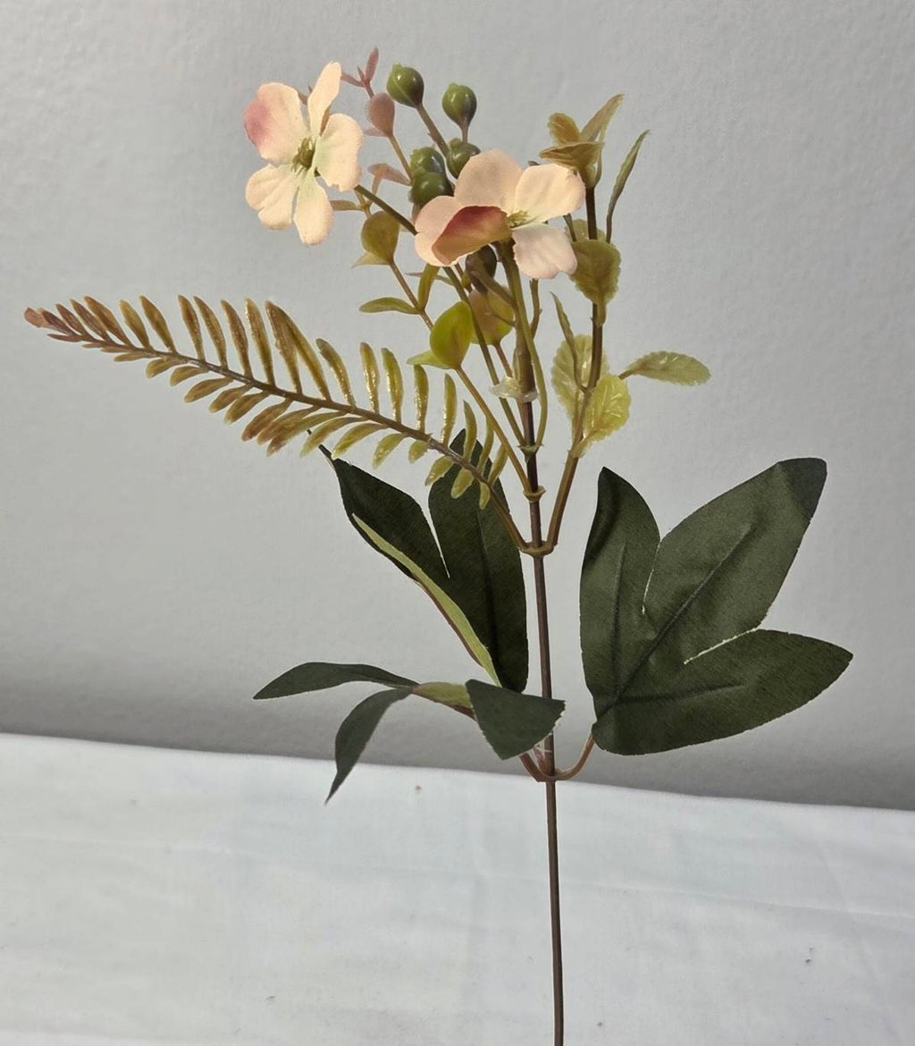 Faux Peony Rose Bouquet ROS-03 in glass vase - peach and blush peony arrangement, 20 inch height