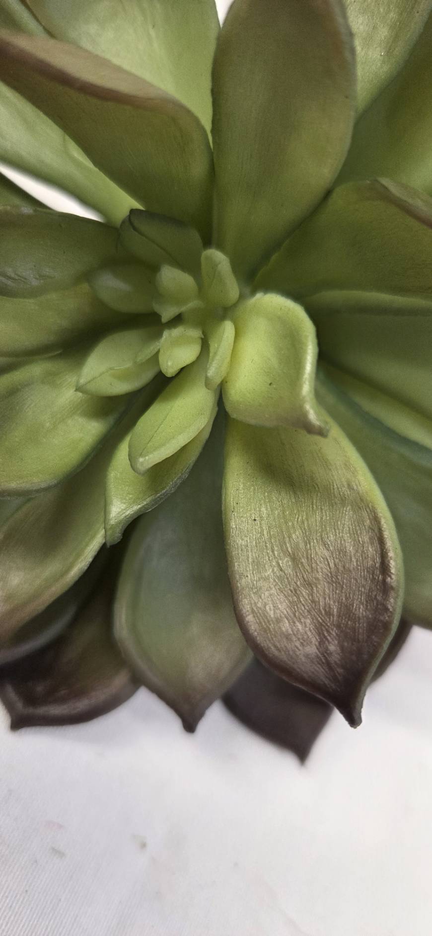 Faux Echeveria Succulent Stem SUC-01 close-up - lifelike green succulent rosette with layered plump leaves and light green center