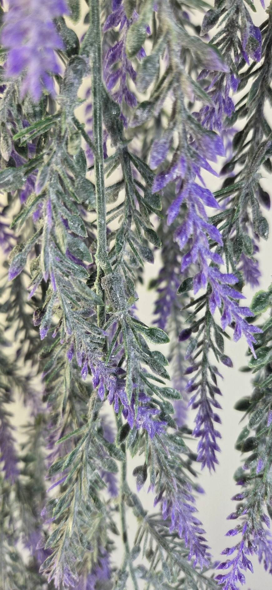 Faux Lavender Gray Trailing Greenery Bunch FT08-C - cascading foliage close-up