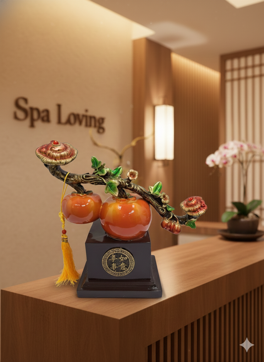 ML-363 Persimmon Branch Figurine styled on office desk in modern interior
