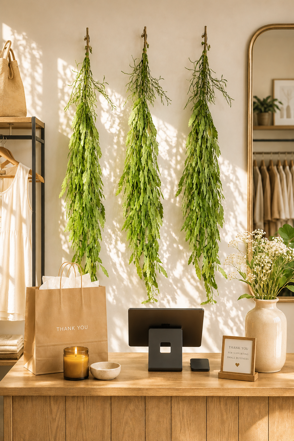 Artificial Hanging Fern 40 inch FT-05-B