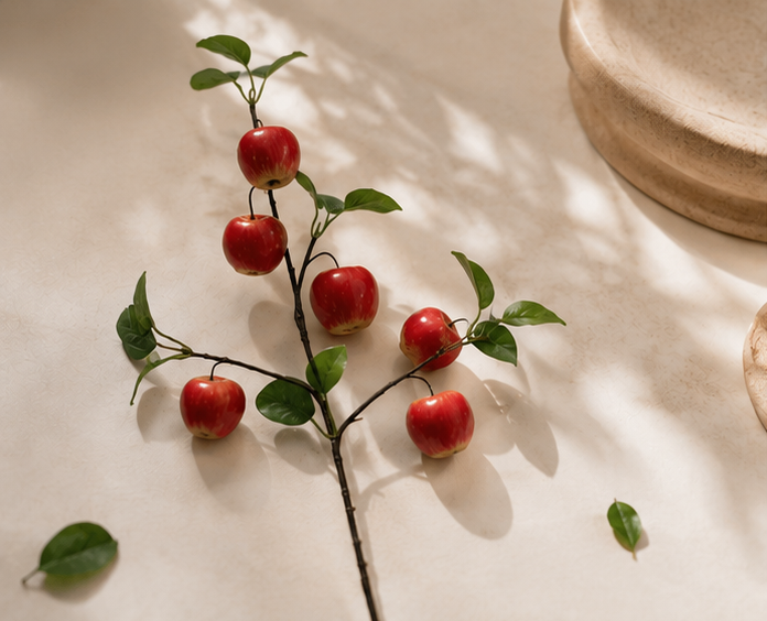 28" Artificial Orange Apple Branch - Faux Fruit Stem - lifestyle home decor display
