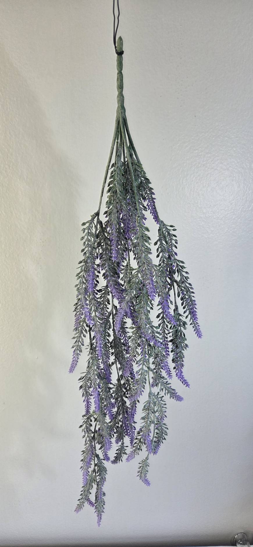 Faux Lavender Gray Trailing Greenery Bunch FT08-C - full hanging on wall lifestyle