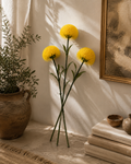 Faux Yellow Thistle Pincushion Stem – Lifelike 24" Artificial Flower