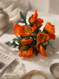Faux Orange Poppy Bouquet PP-03 - 18 inch artificial orange poppy arrangement in glass vase