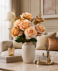 Faux peach rose bouquet ROB-01 - full arrangement with champagne and blush tones