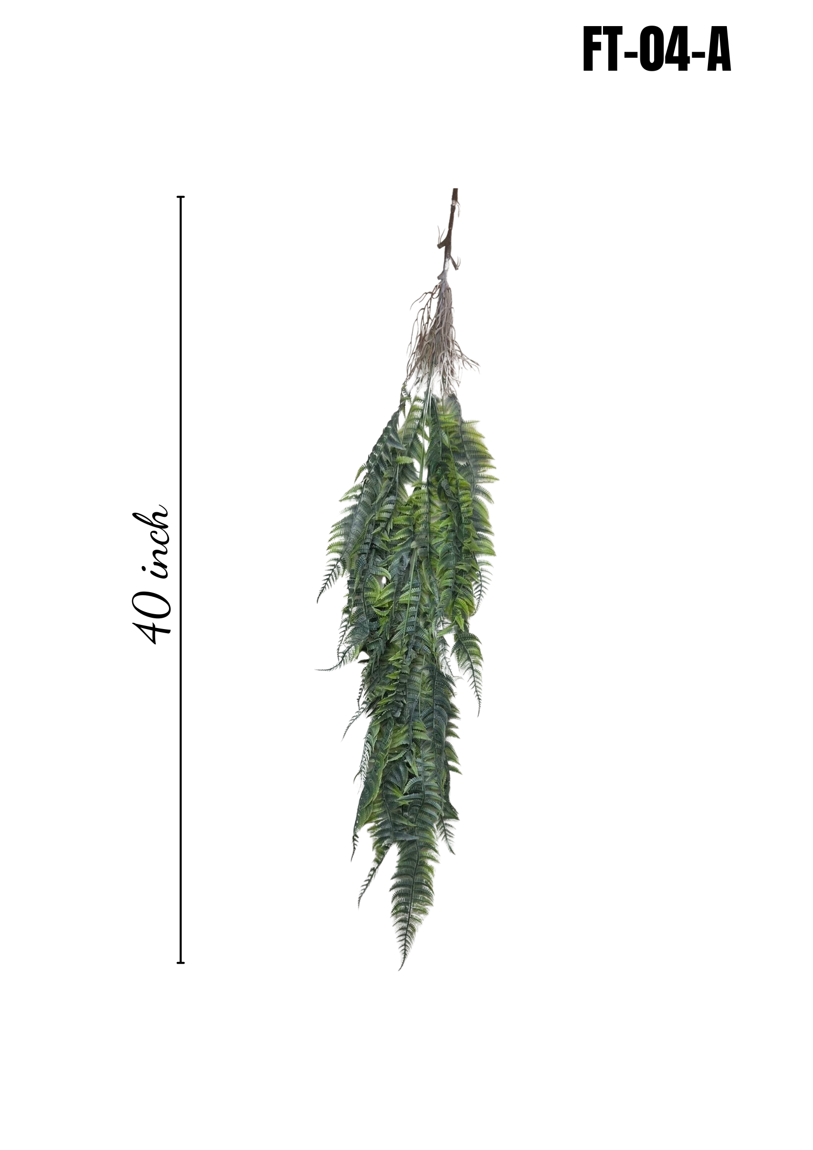 Artificial Hanging Fern FT-04-A size chart 40 inches