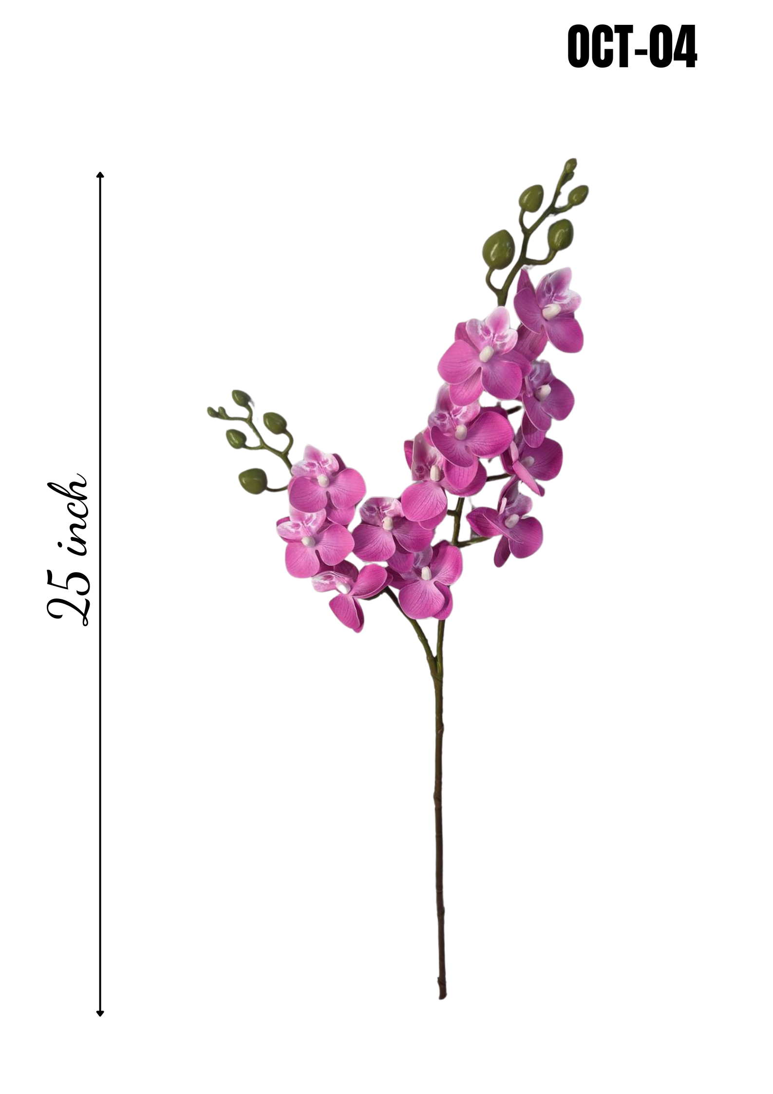 Faux Purple Phalaenopsis Orchid Stem OCT-04 - 25 inch artificial purple orchid stem, full height shown