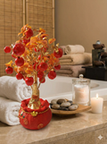 19" Artificial Red Apple Tree in Decorative Red Ornamental Pot N27