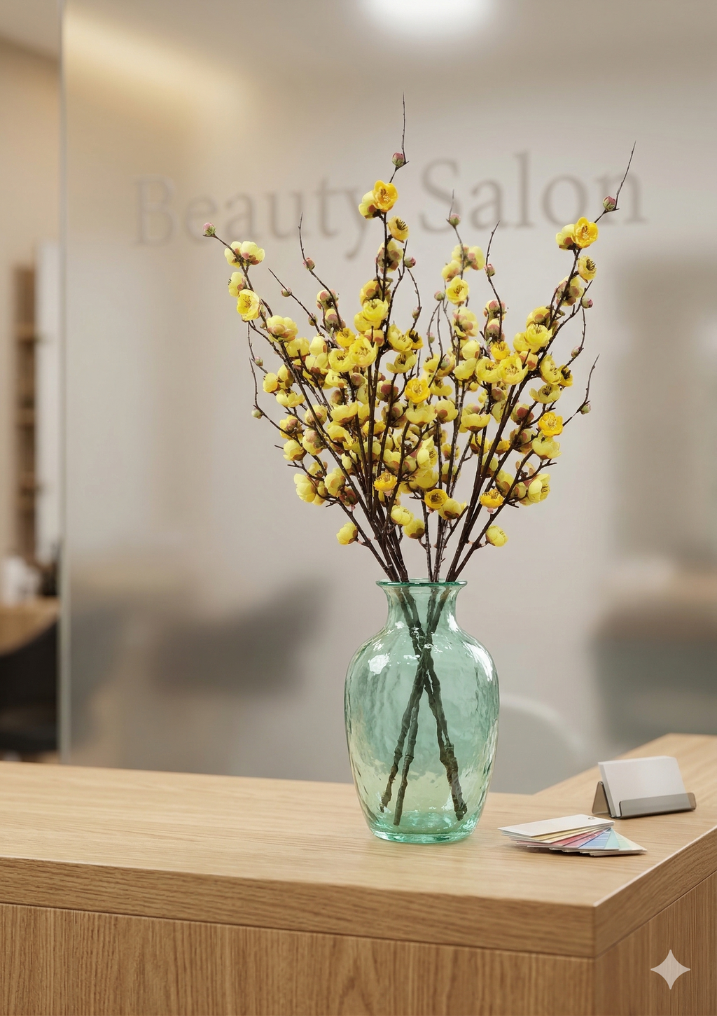 Lifelike 37" Yellow Plum Blossom Branch – Premium Artificial Flower Stem for Home Decor