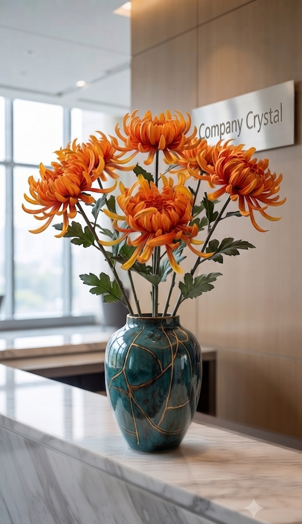 Lifelike 32" Orange Chrysanthemum Stem - Premium Artificial Flower for Elegant Home Decor