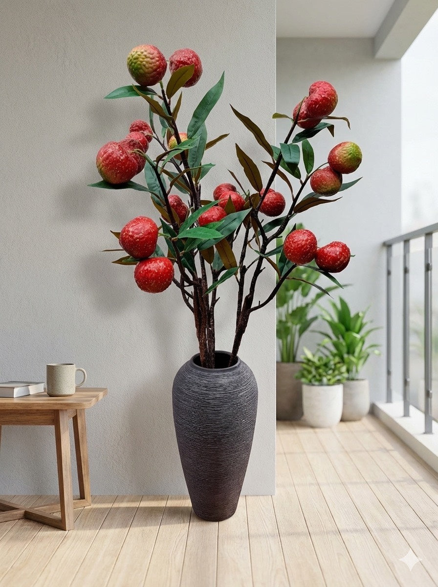 Faux Lychee Fruit Branch – Lifelike 34" Exotic Faux Fruit Stem for Home Decor