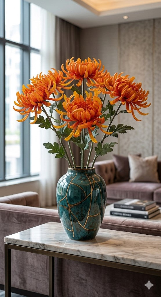 Premium Faux Chrysanthemum Stem – Lifelike Large Bloom