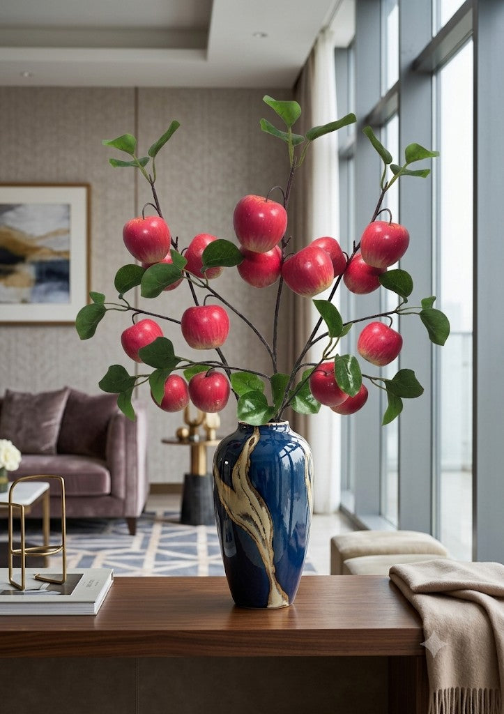 Premium 28" Artificial Deep Red Apple Branch