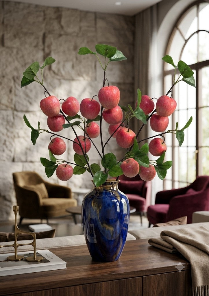 Premium 28" Artificial Deep Red Apple Branch