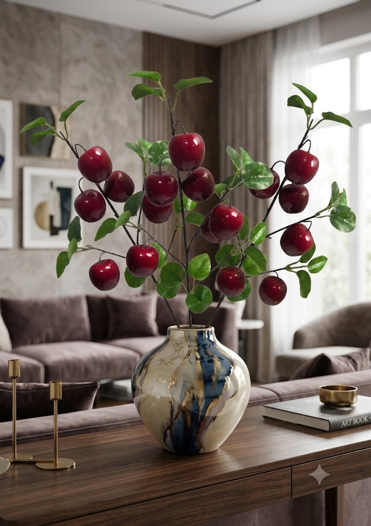 Premium 28" Artificial Deep Red Apple Branch