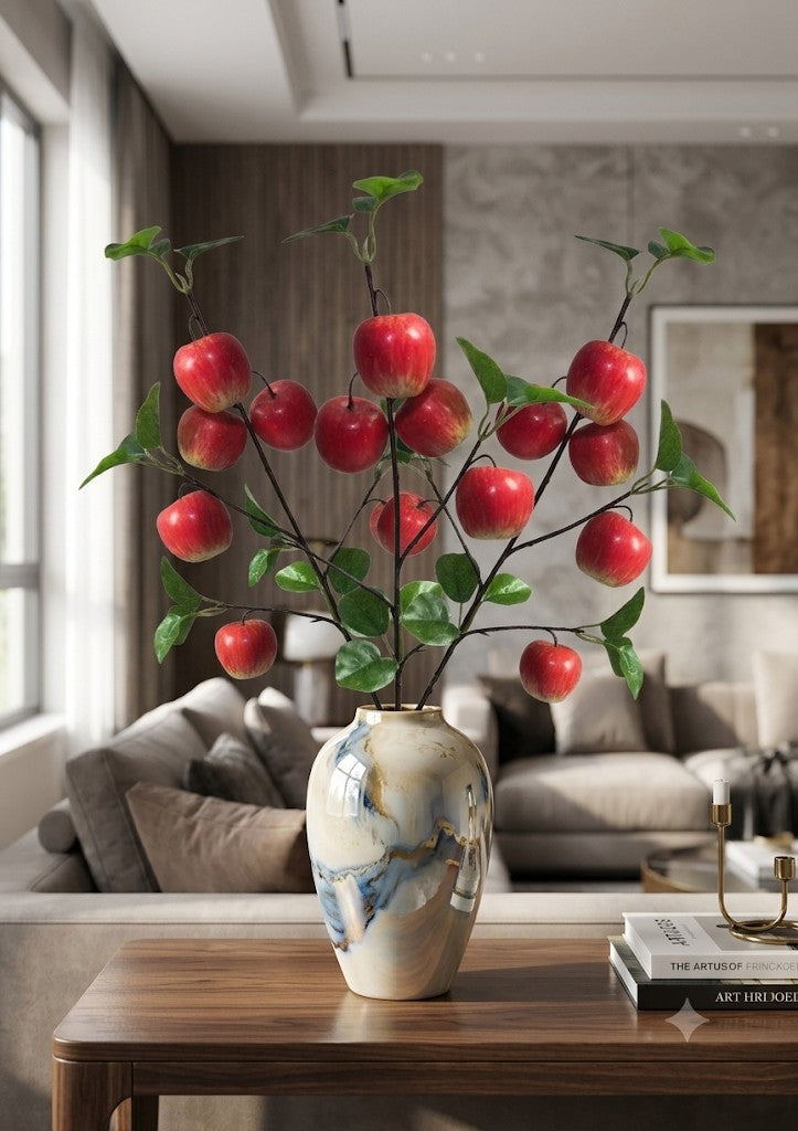 Premium 28" Artificial Deep Red Apple Branch