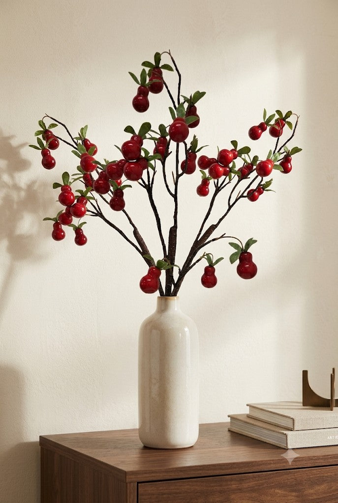 Faux Calabash Gourd Branch – Lifelike Red Stem